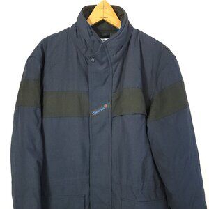Workrite Jacket Coat Men's Med Navy Blue Black Zip Snap Front Distressed USA